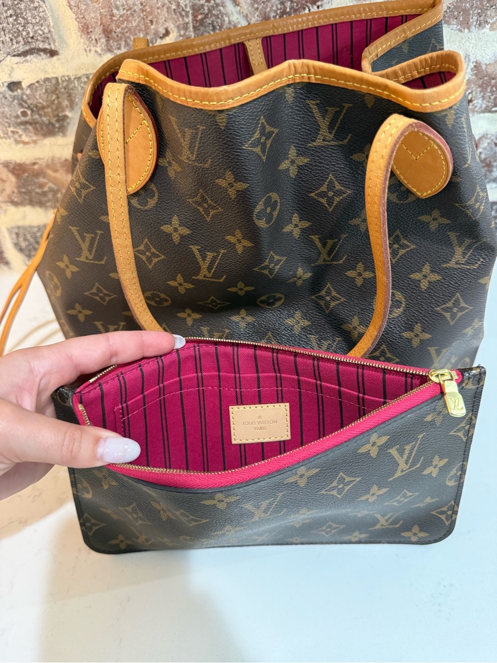 Louis Vuitton Monogram Canvas Tote with Pink Interior - Picture 6 of 6